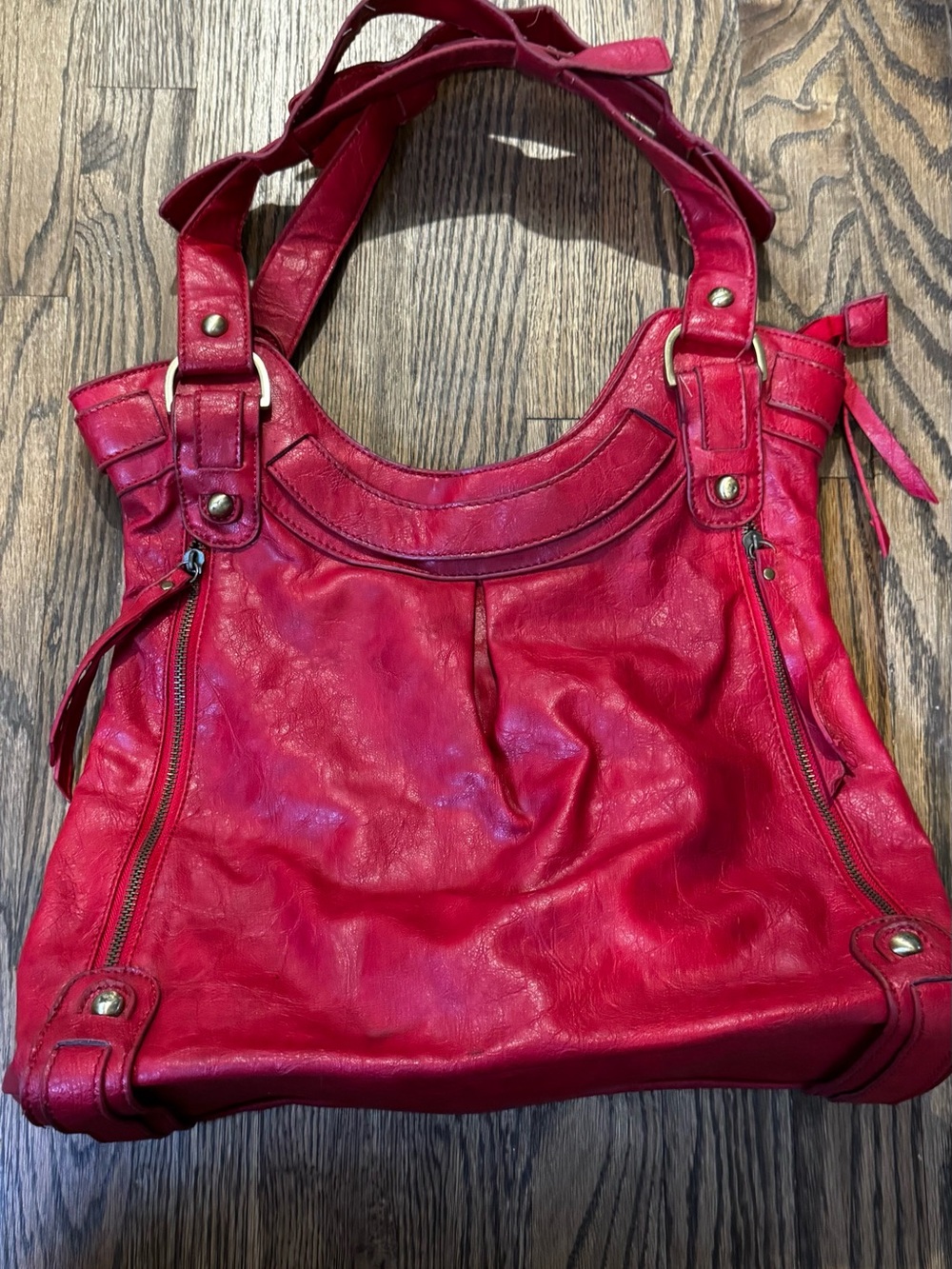 Women’s Red Leather Tote Bag